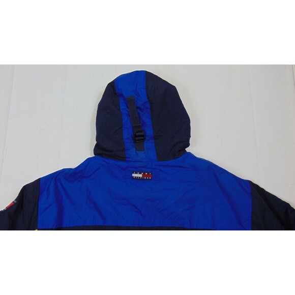 Vintage Tommy Hilfiger Mens Ski Jacket Size XXL Fleece Hooded Flag Logo Blue 2XL - Picture 15 of 16
